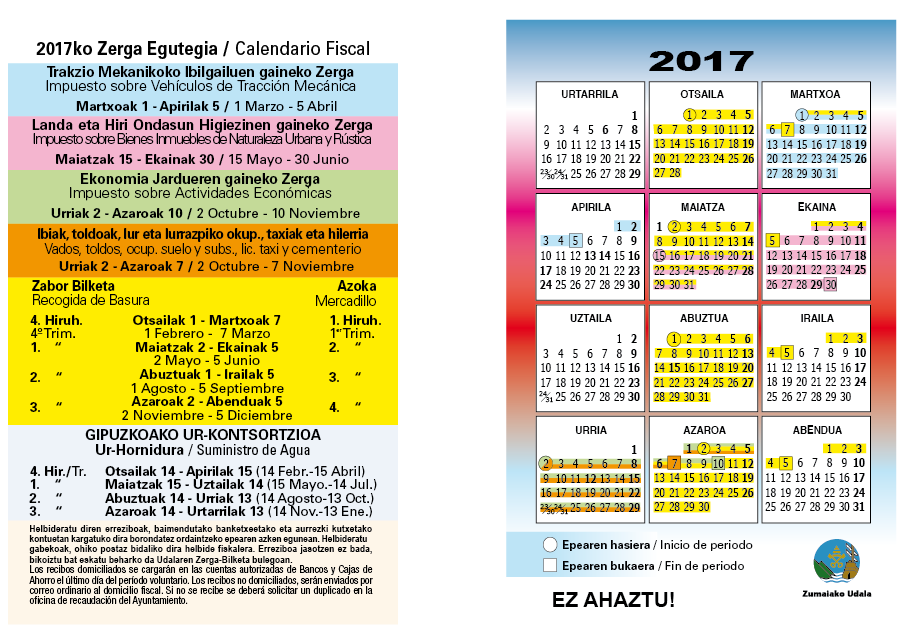 Calendario fiscal 2017