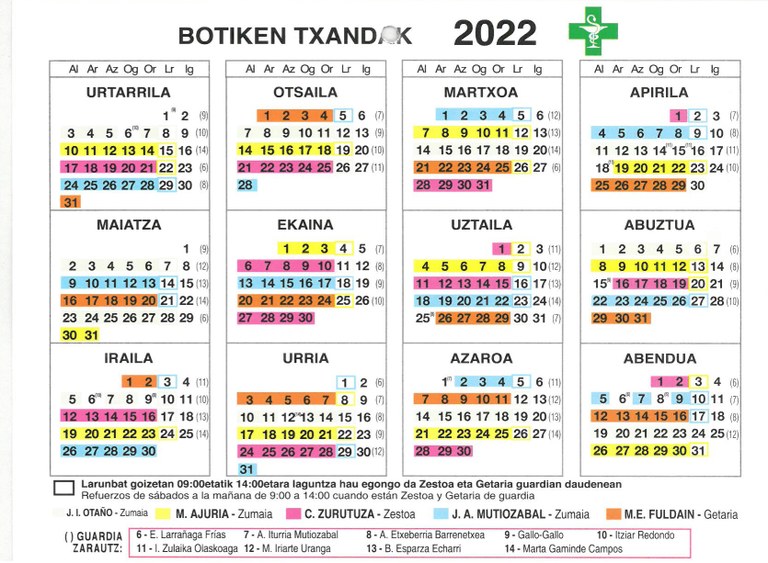 El calendario de farmacias de guardia y el calendario fiscal de 2022, disponibles en varios edificios municipales