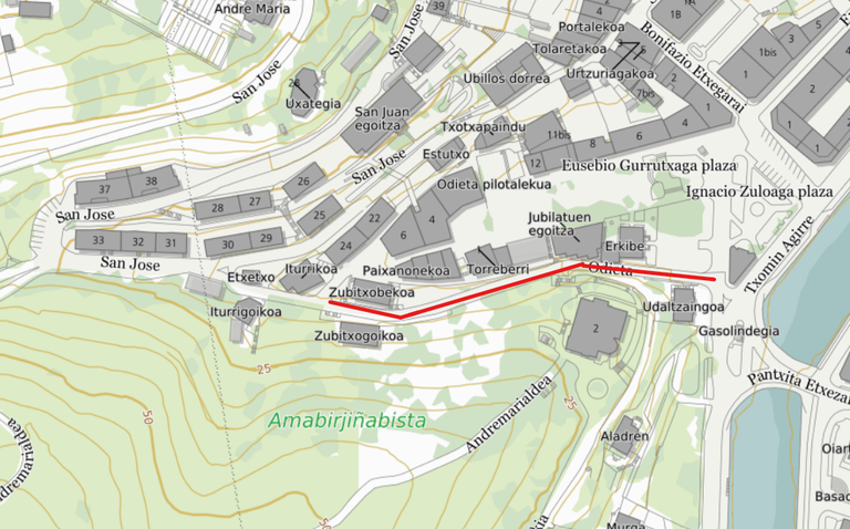 La cuesta de Odieta se cerrará mañana al tráfico con las obras del jardín de Erkibe
