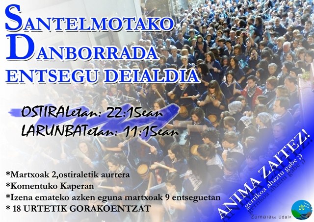 Mañana, primer ensayo de la Tamborrada de santelmo