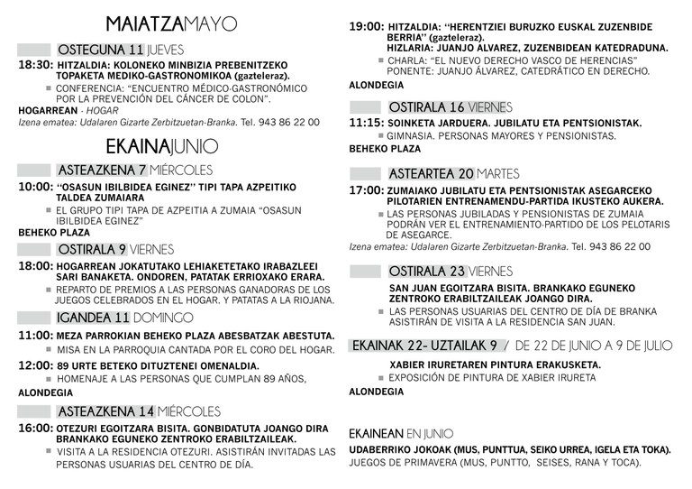 SUSPENDIDA LA EXCURSIÓN DE LAS PERSONAS MAYORES PARA VER EL ENTRENAMIENTO DE LOS PELOTARIS DE ASEGARCE