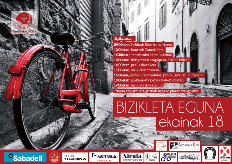 ZUMAIA CELEBRARÁ EL DÍA DE LA BICICLETA EL PRÓXIMO 18 DE JUNIO