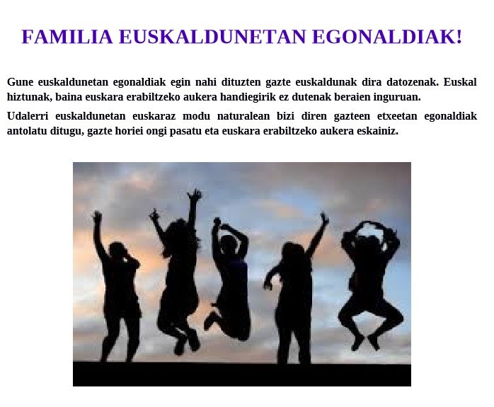 “Familia Harrera” egitasmora atxikitzeko hiru familia zumaiar behar dira