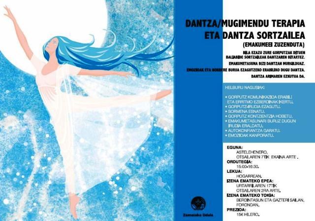 'Dantza/mugimendu terapia eta dantza sortzailea' ikastaroa antolatu du Berdintasun sailak 