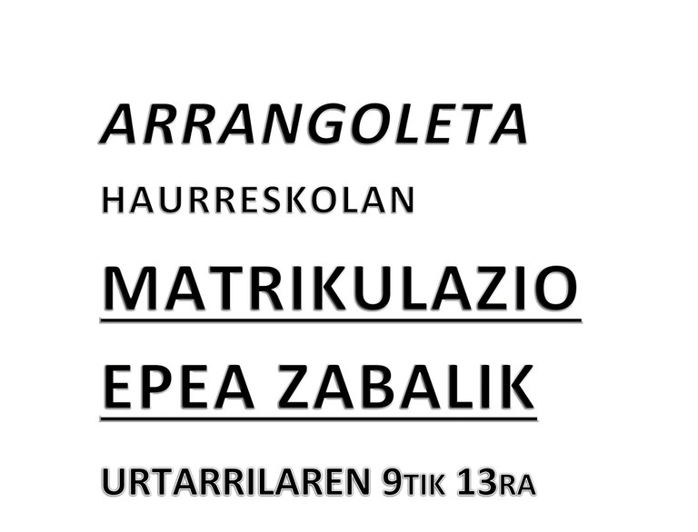DATORREN ASTELEHENEAN ZABALDUKO DA ARRANGOLETA HAURRESKOLAN IZENA EMATEKO EPEA