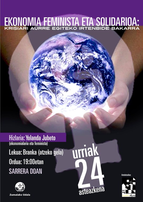 Yolanda Jubetok ekonomia feminista eta solidarioaren inguruko hitzaldia emango du, bihar 19:00etan Brankan 