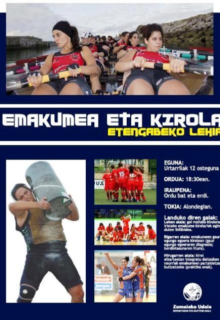 'Emakumea eta kirola. Etengabeko lehia' hitzaldia, bihar Alondegian