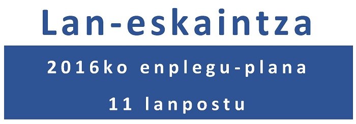 ENPLEGUA SUSTATZEKO PLANA 2016: LAN-ESKAINTZA, HAMAIKA LANPOSTU