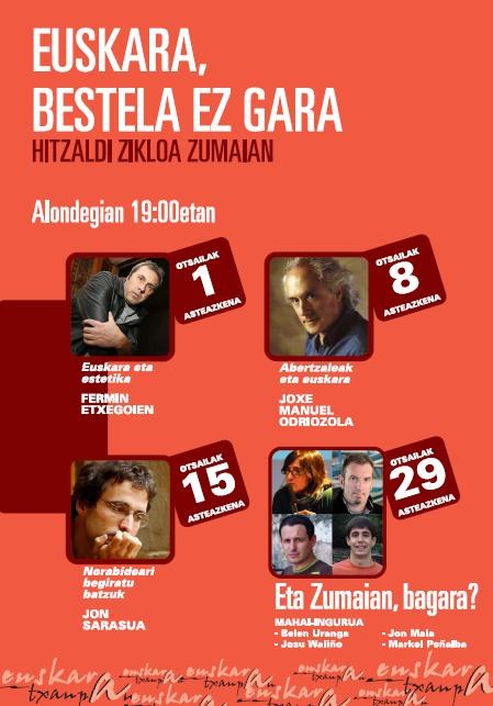 'Euskara, bestela ez gara' hitzaldi zikloa izango da otsailean, Zumaian