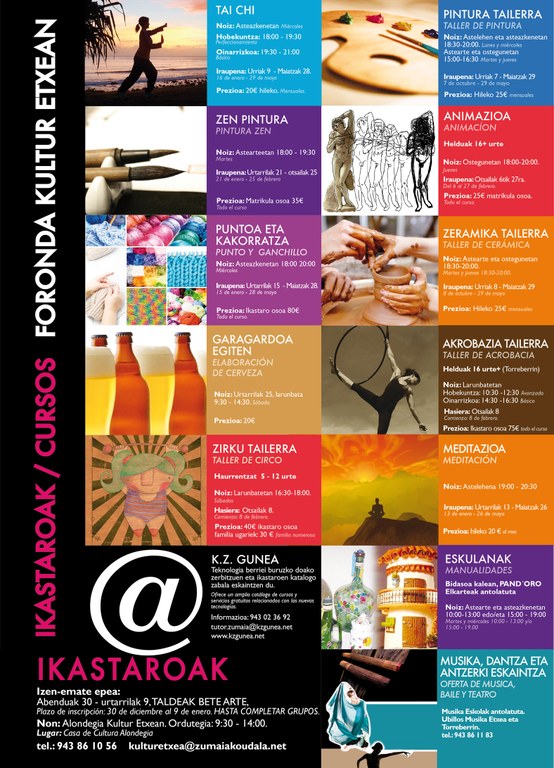 Forondako ikastaroetan izena emateko azken eguna bihar (hilak 9)