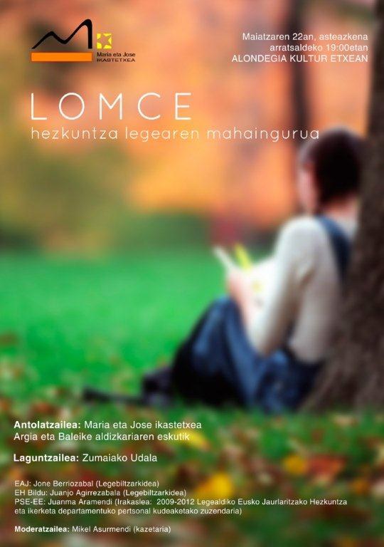 Gaur, LOMCE legeari buruzko mahaingurua izango da Alondegian