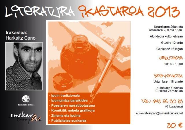 Harkaitz Canok emango du literatur tailerra