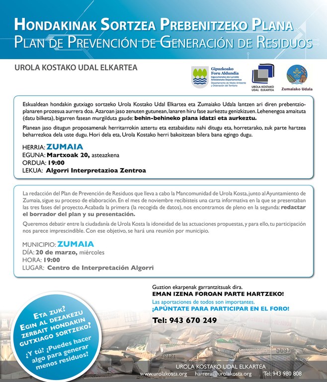 Hondakinen Prebentzio Planeko foroa, bihar 19:00etan Algorri Interpretazio zentroan