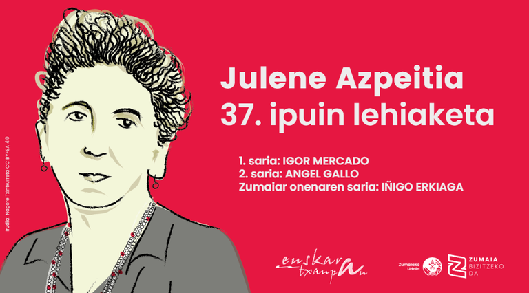 Igor Mercado, Angel Gallo eta Iñigo Erkiaga izan dira 37. Julene Azpeitia ipuin lehiaketako saridunak