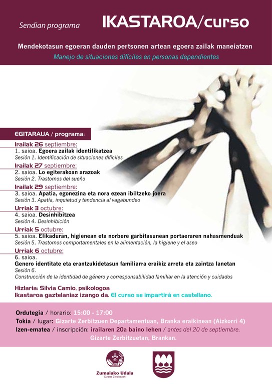 Iraila eta urrian, senide zaintzaileei zuzendutako ikastaroak Brankan