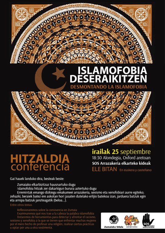 Islamofobia deseraikitzen lelopean, hitzaldia eskainiko da datorren astelehenean