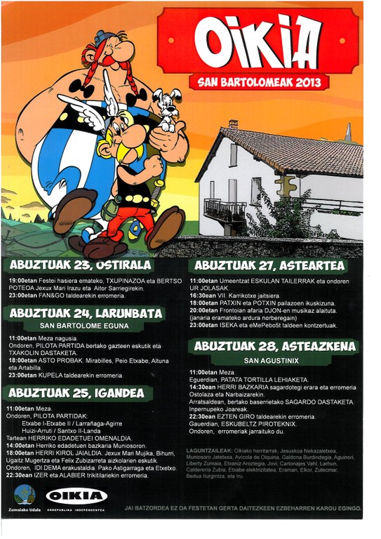 San Bartolome Egunez autobusak Oikiako festetarako 