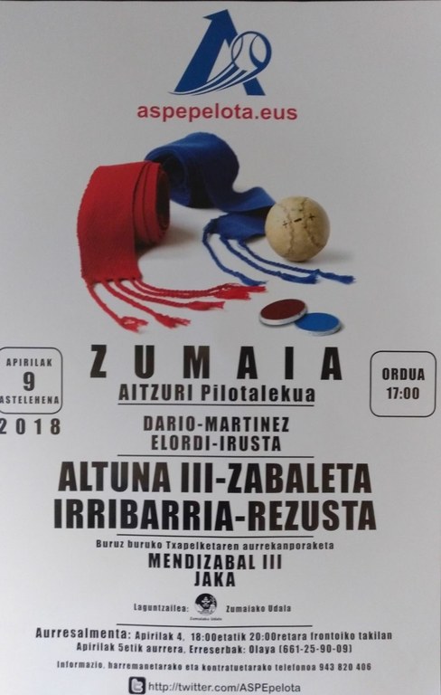 San Telmo egunean pilota partidu profesionalak Aitzurin