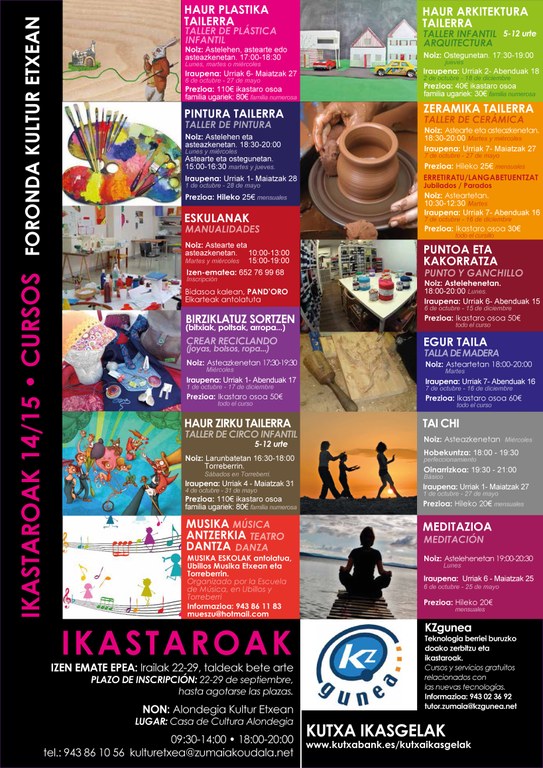 Udazken honetarako ikastaro aukera zabala Forondo Kultur Etxean 